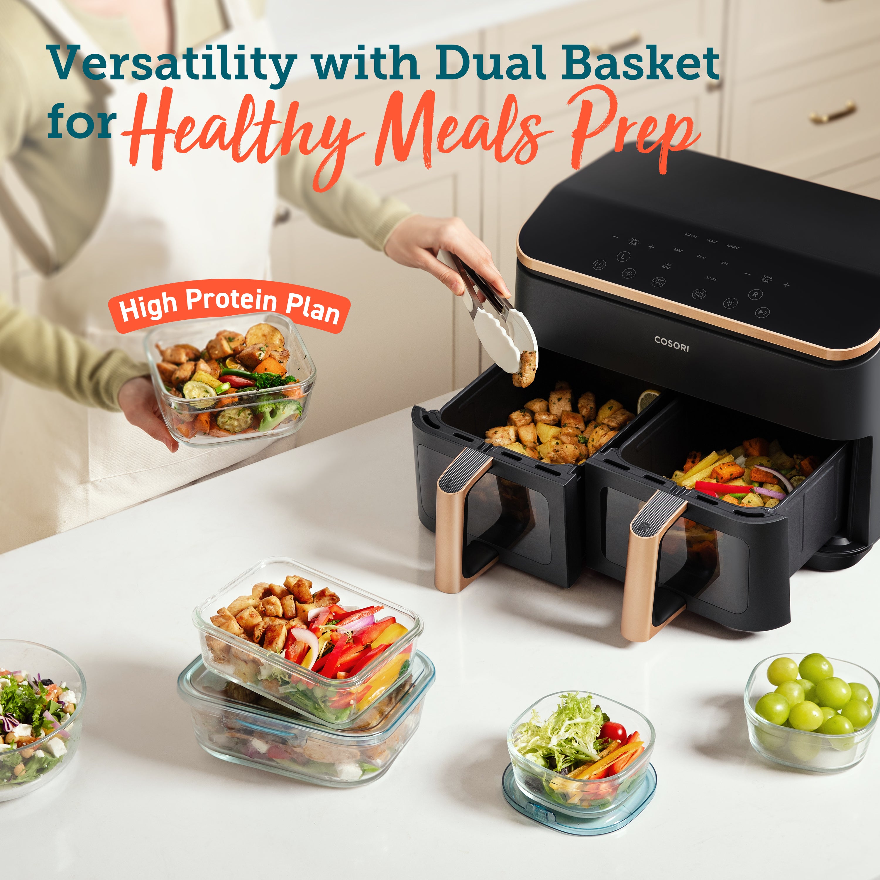 COSORI Dual Basket 8.5L Air Fryer - Gold