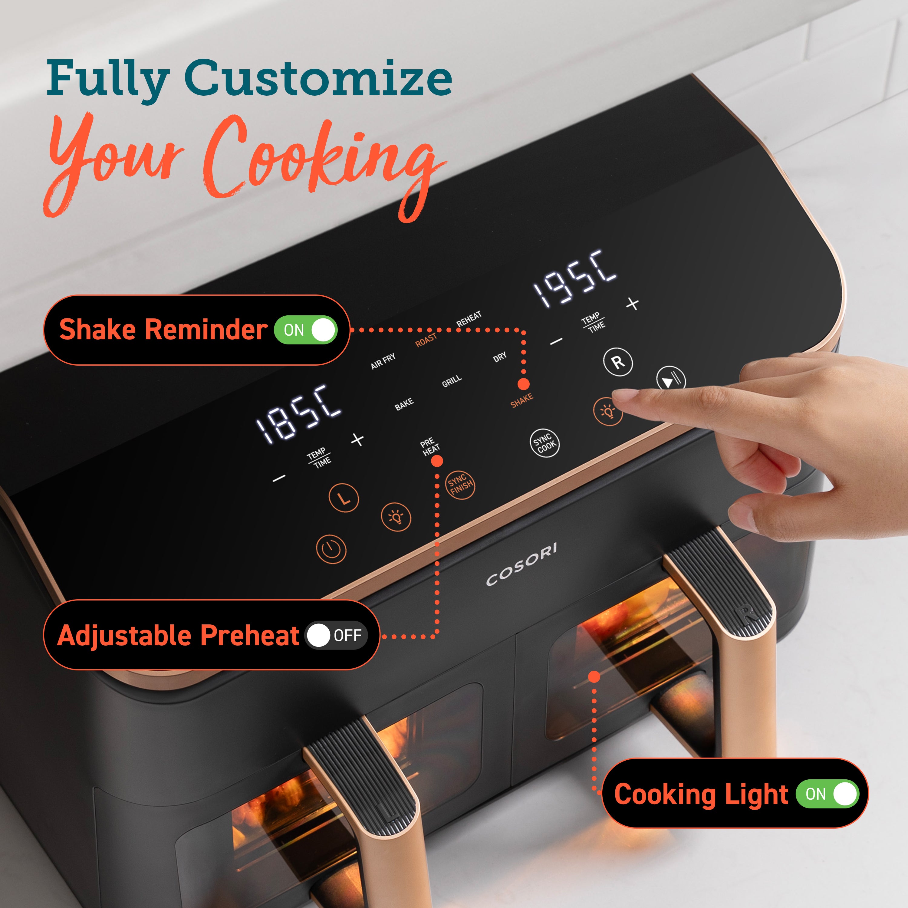 COSORI Dual Basket 8.5L Air Fryer - Gold