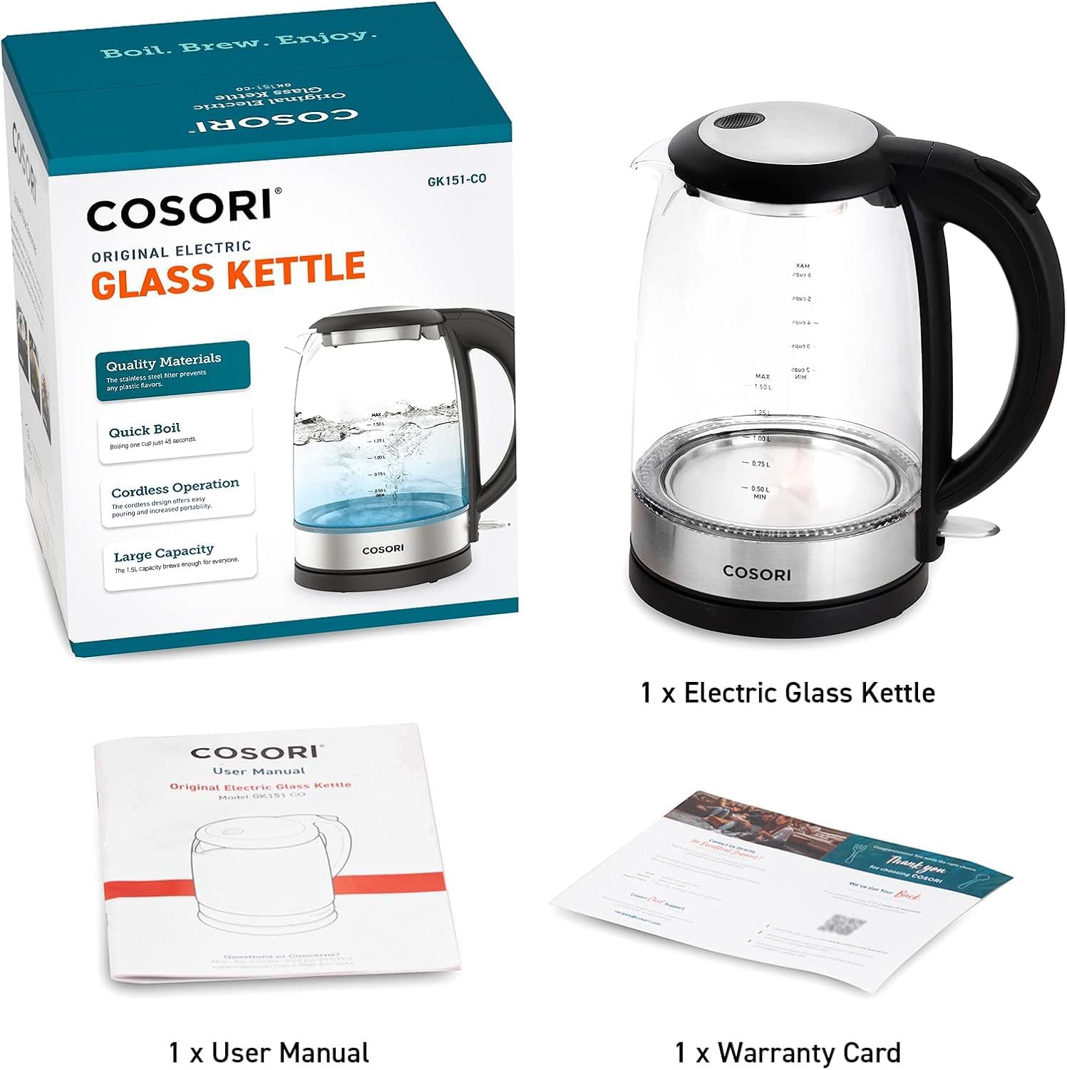 COSORI 1.5L Electric Glass Kettle