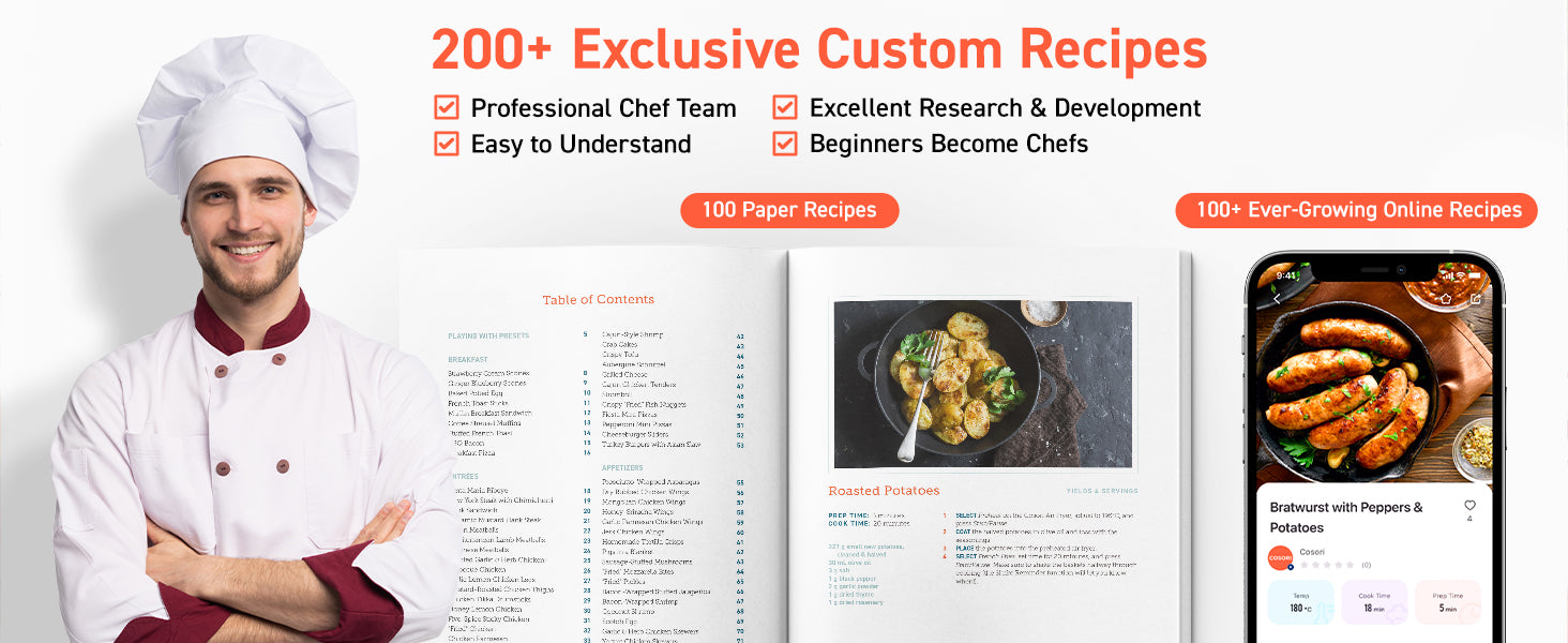 200+Exclusive Custom Recipes Professional Chef Team  Excellent Research & Development  Easy to Understand  Beginners Become Chefs