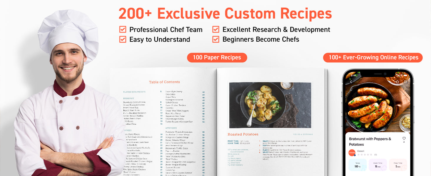 200+Exclusive Custom Recipes Professional Chef Team Excellent Research & Development Easy to Understand Beginners Become Chefs
