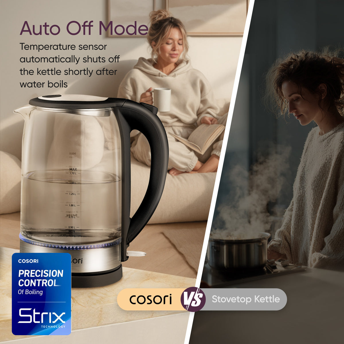 COSORI 1.7L Electric Glass Kettle