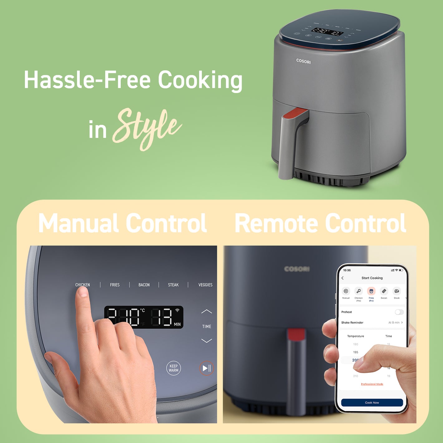Hassle-Free Cooking in Style Manual Control Remote Control