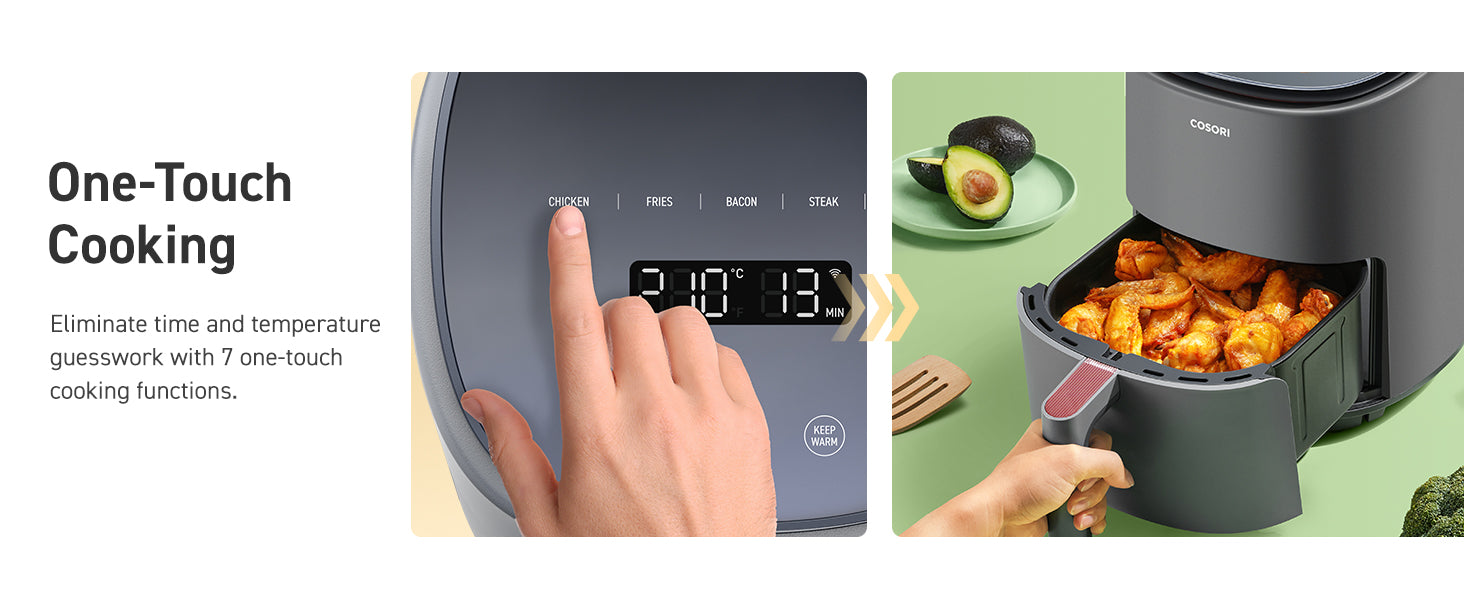 One-Touch Cooking  Eliminate time and temperature guesswork with 7 one-touch cooking fuctions.