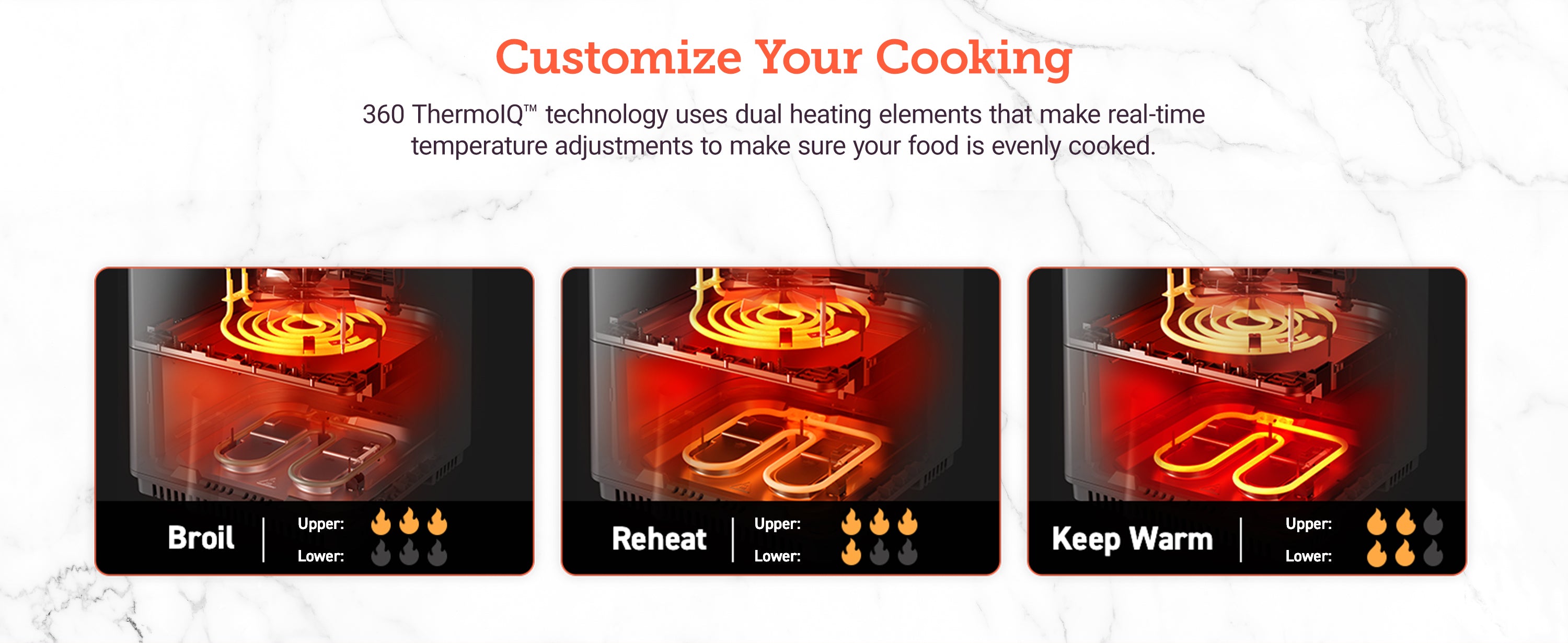 Customize Your Cooking: 360ThermoIQTM technology uses dual heating elements that make real-time temperature adjustments to make sure your food is evenly cooked.